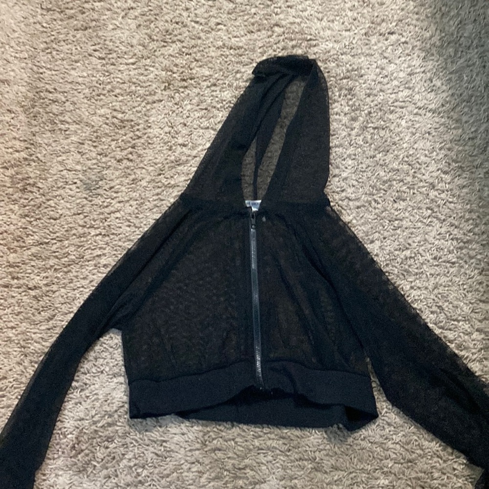 Forever 21 Black Cropped Mesh Jacket